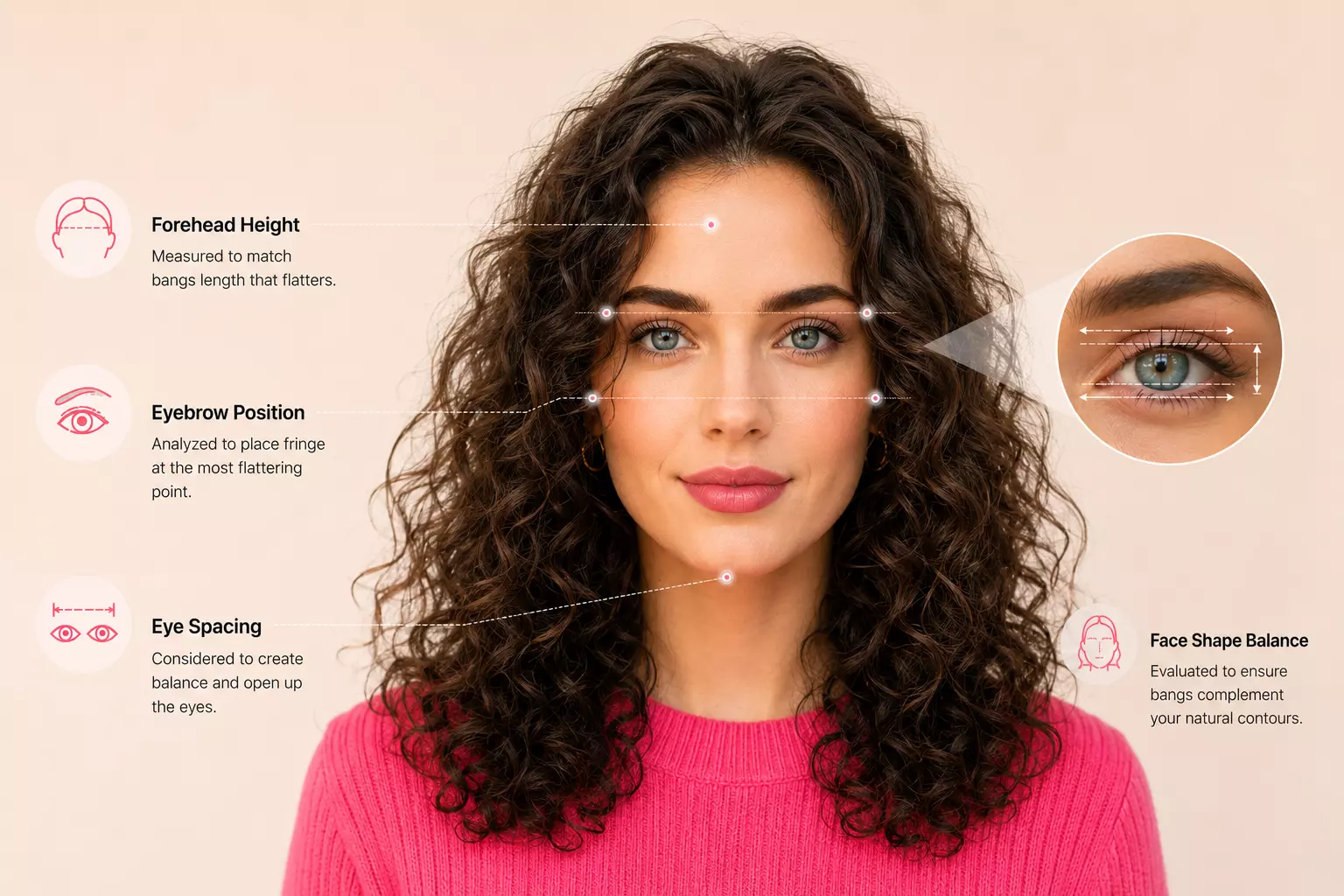 Forehead and eye framing bangs analysis