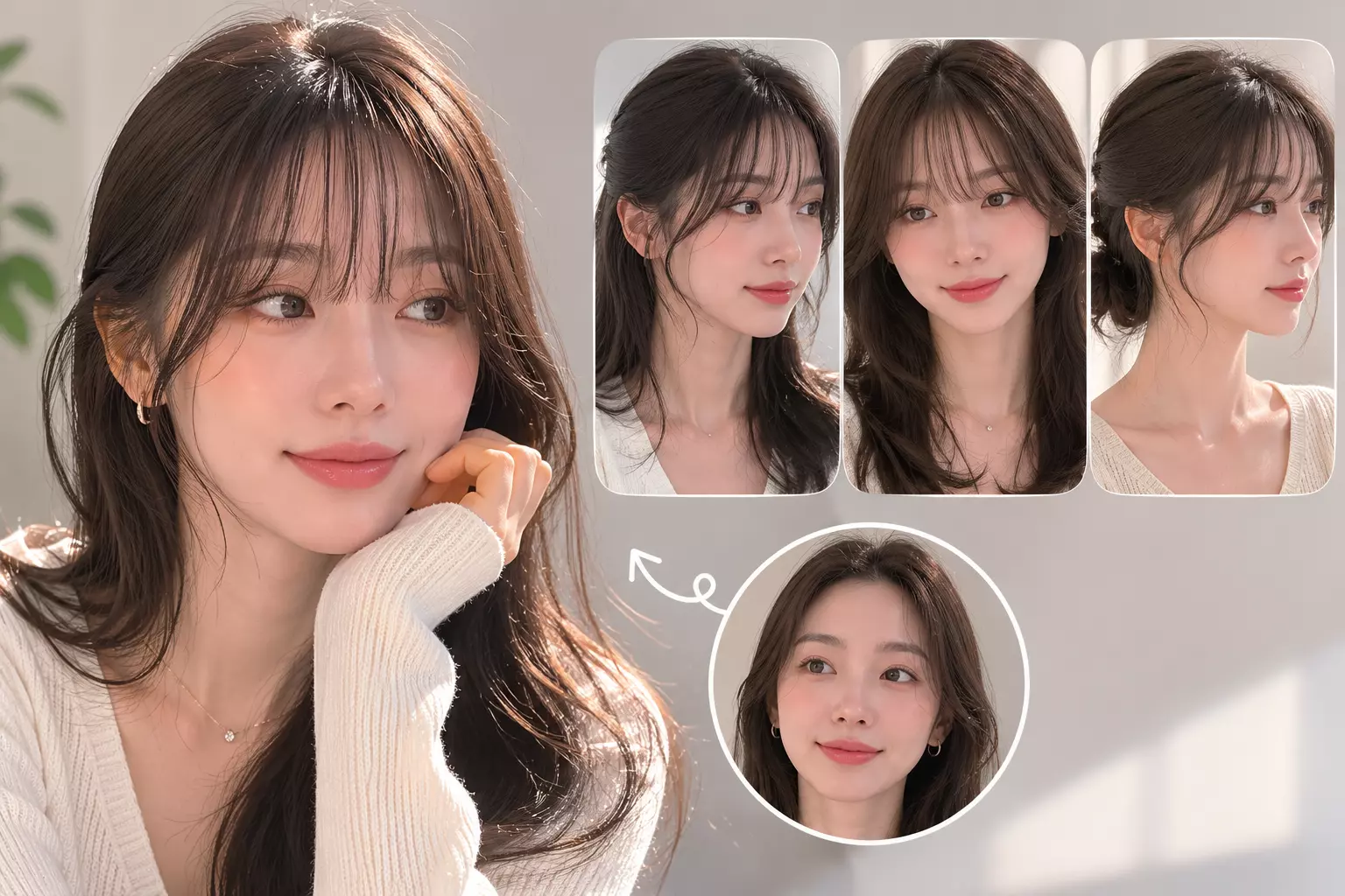Korean wispy bangs try on