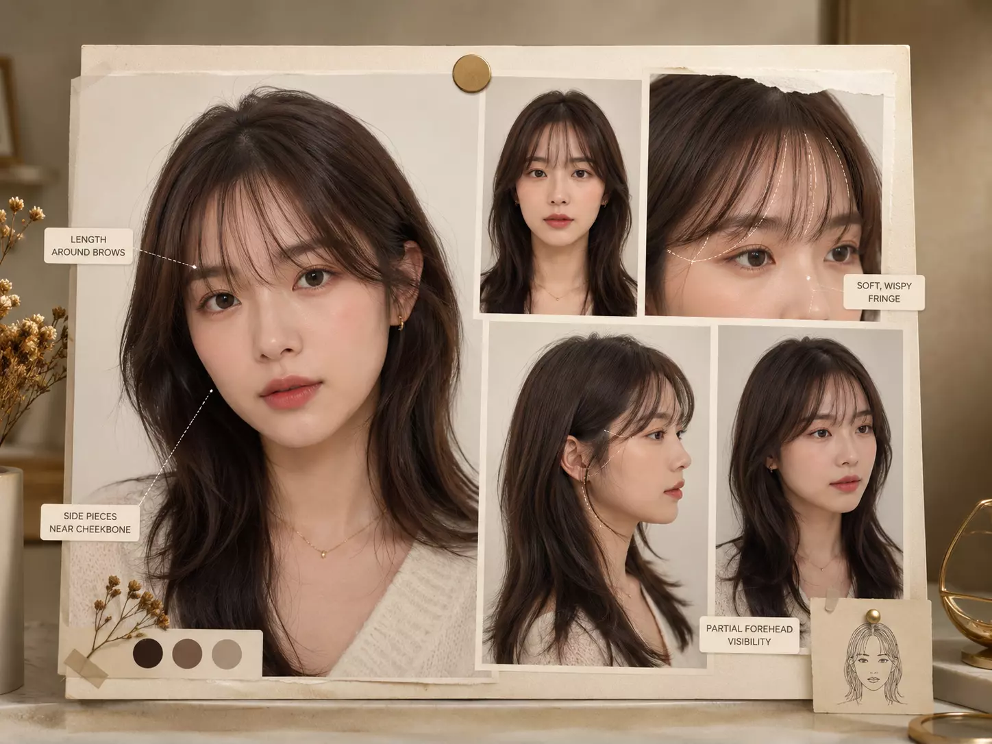 Salon reference for precise bangs cut