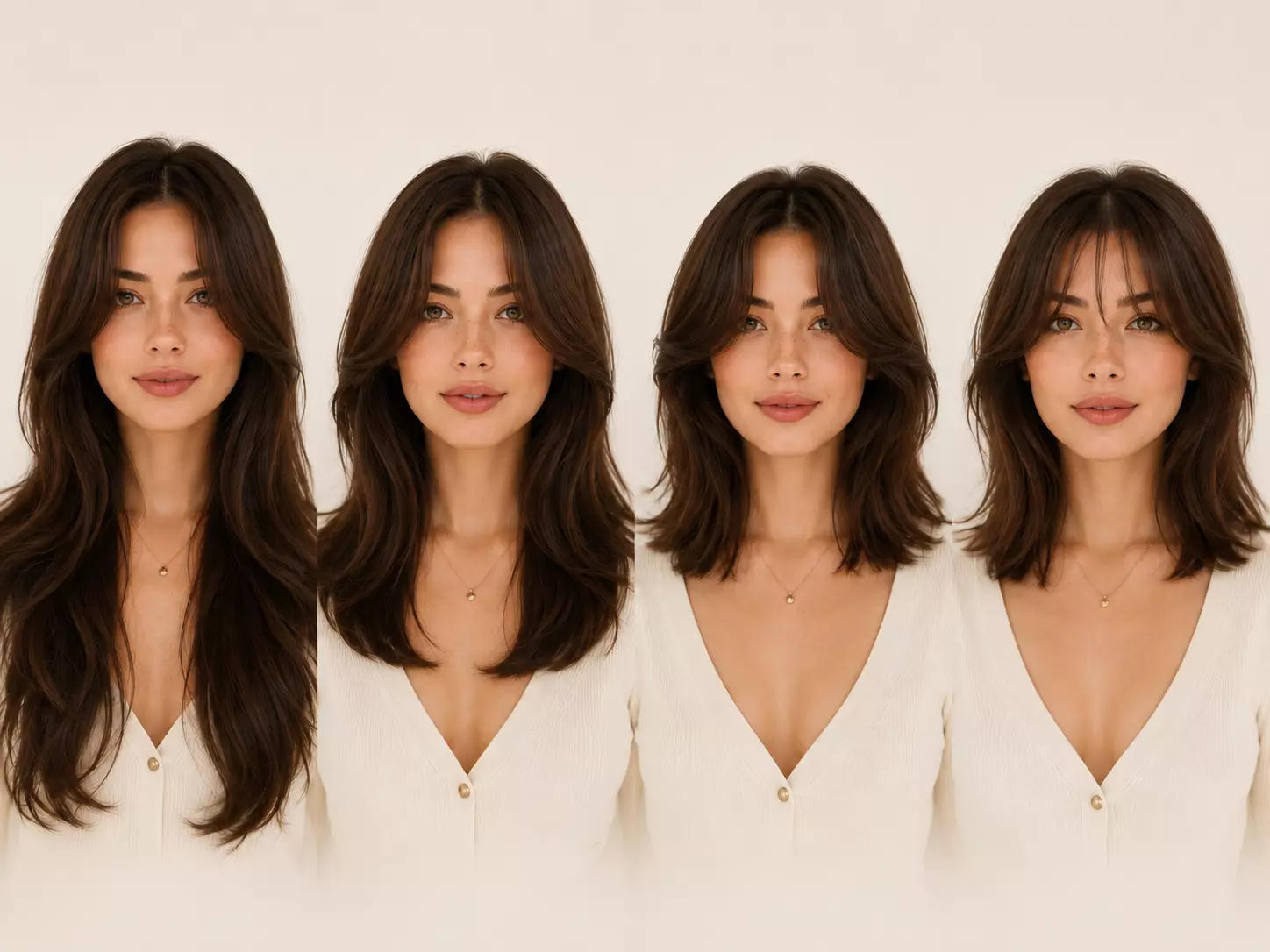 Long curtain bangs bottleneck bangs and soft fringe