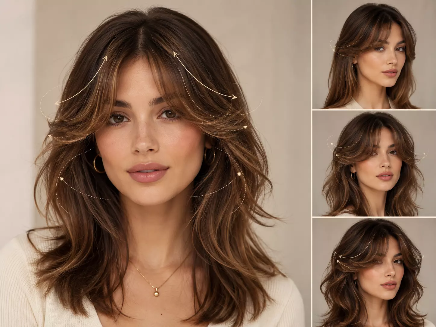 Curtain bangs sweep blend and side piece control