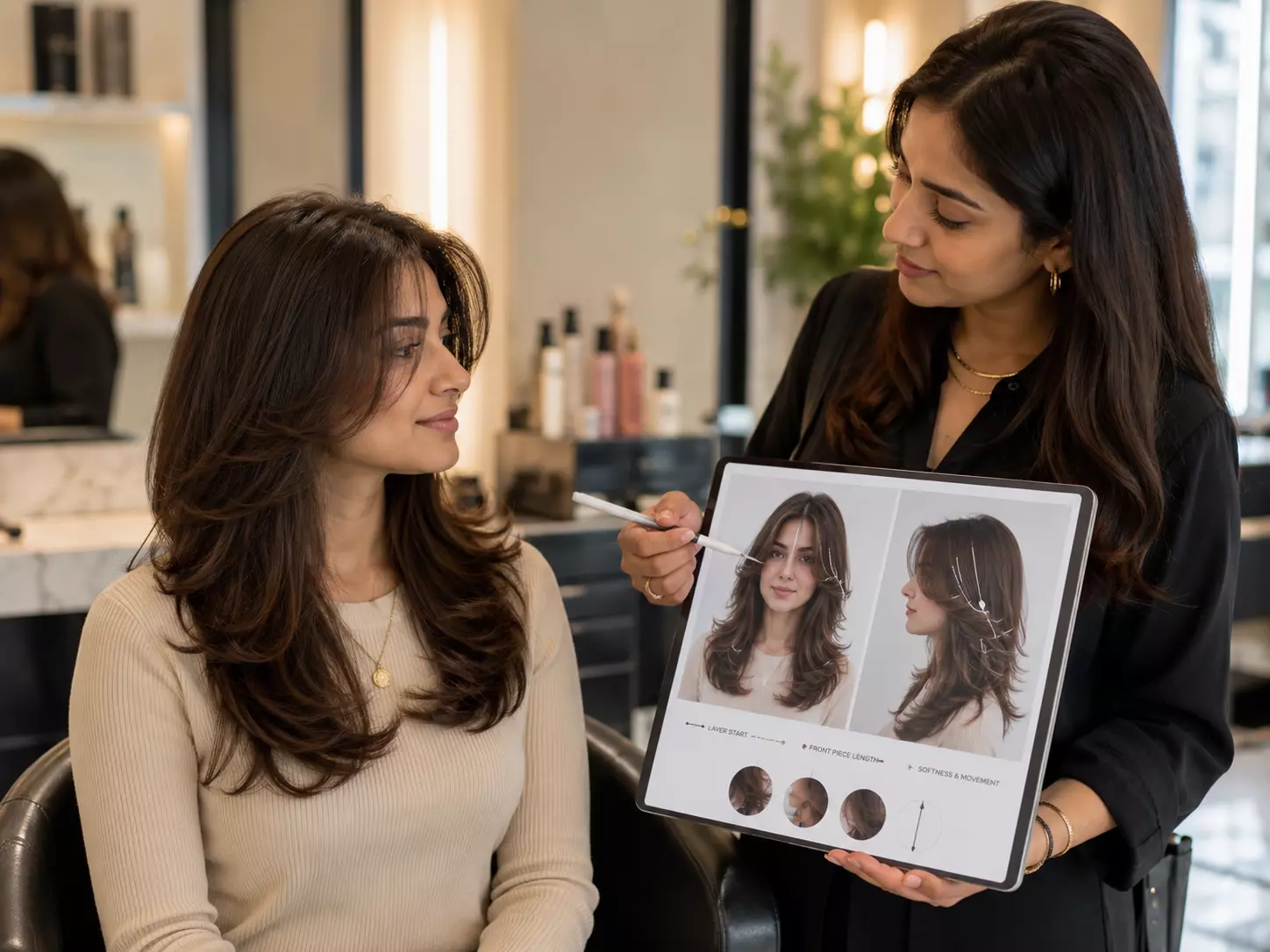 Polished layered haircut salon reference