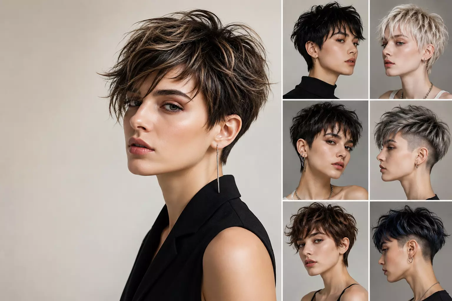 Tailored Layering and Avant-Garde Pixie Textures