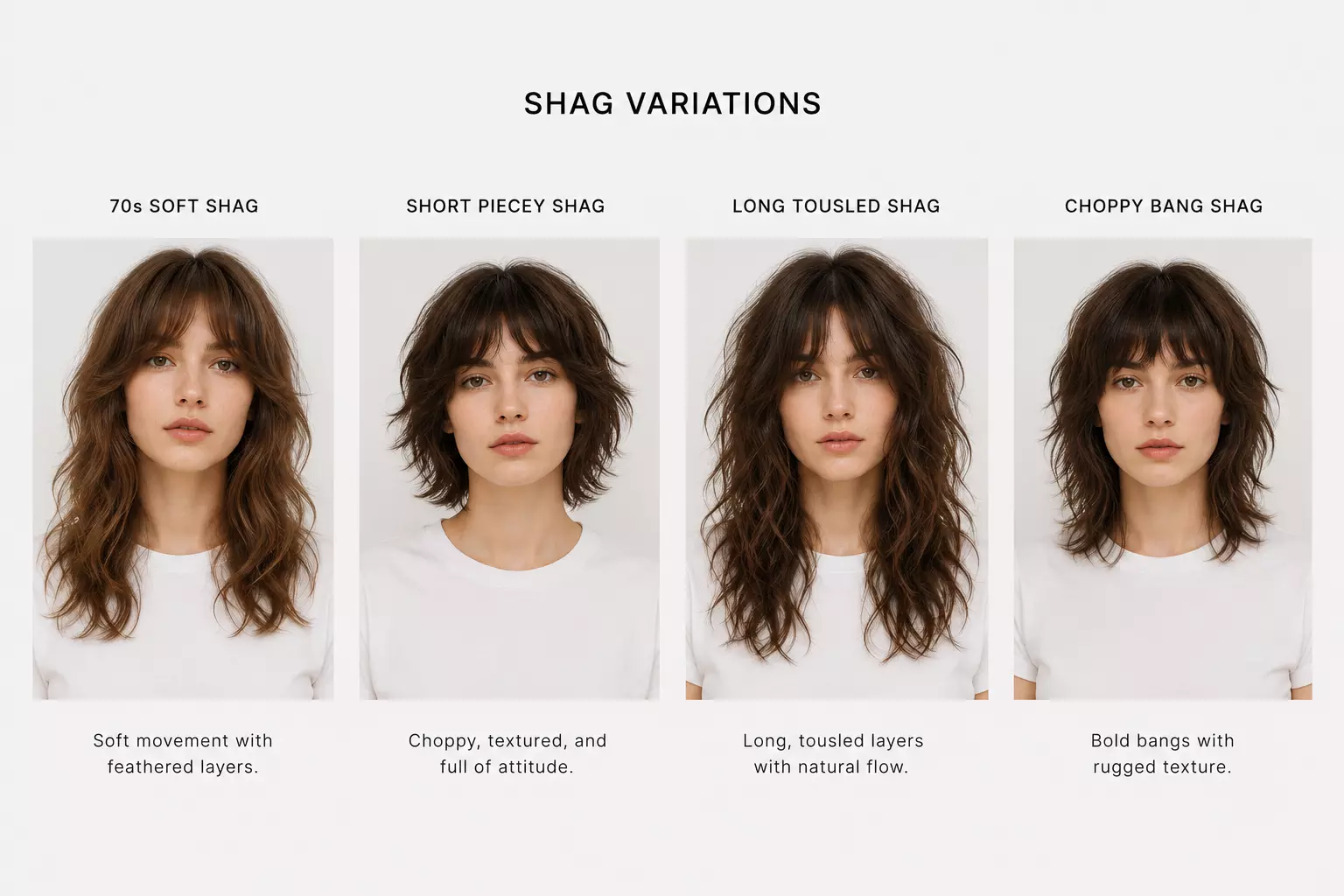 Piecey shaggy hairstyle variations
