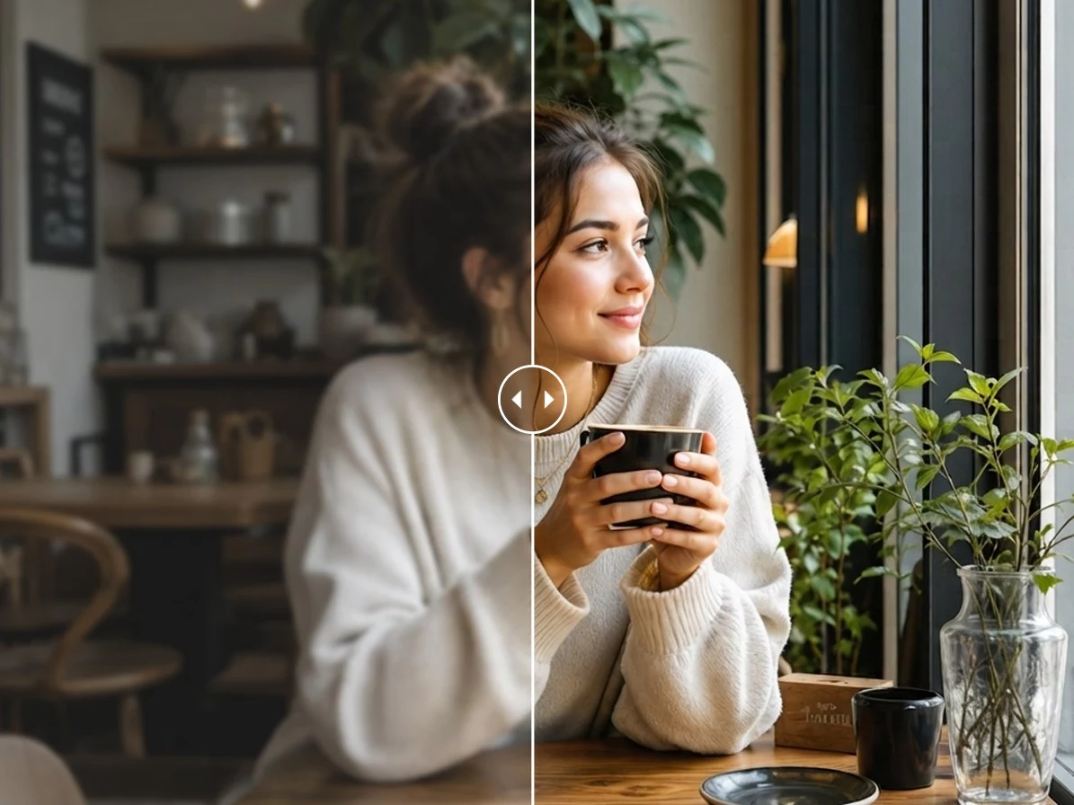 AI image enhancer improving overall photo quality with sharper details and richer colors