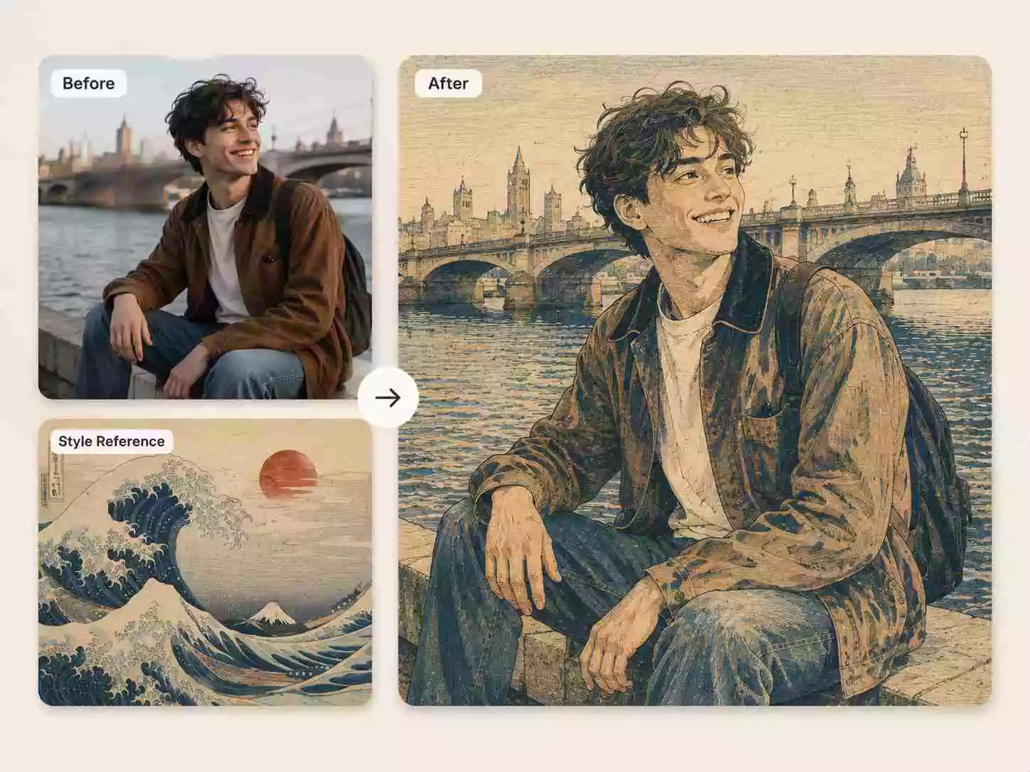 AI Style Transfer using style references for custom artwork