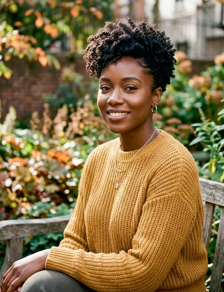 Natural black hairstyles for women with a twist-out, wash-and-go curls, defined coils, and a tapered natural cut