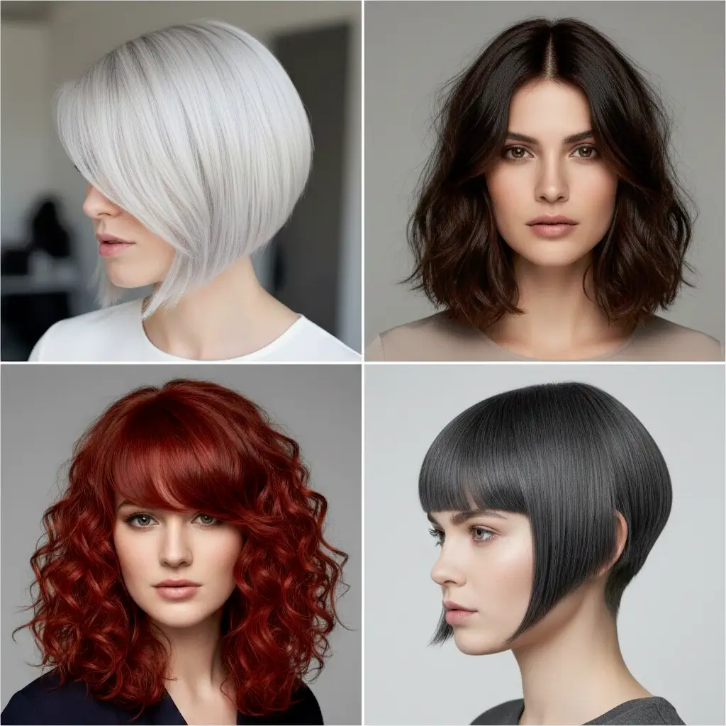 Diverse women rocking the A-Line bob haircut in different lengths, textures, and colors – 2026 edition