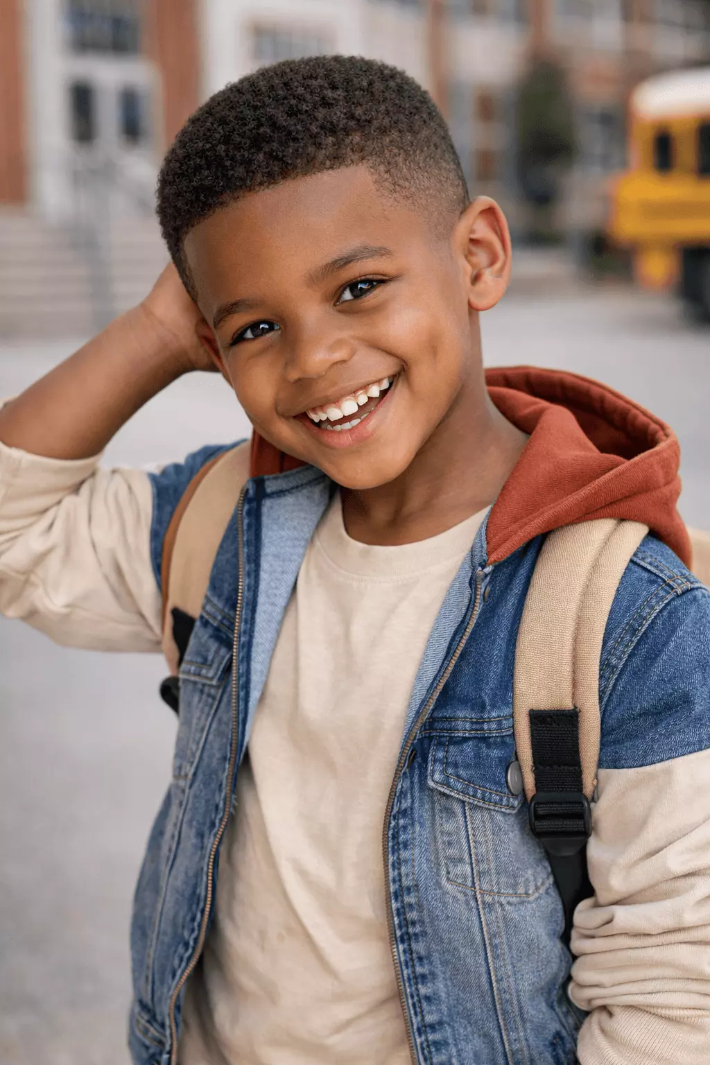 Buzz cut for boys with coarse or textured hair using longer guard to preserve shape