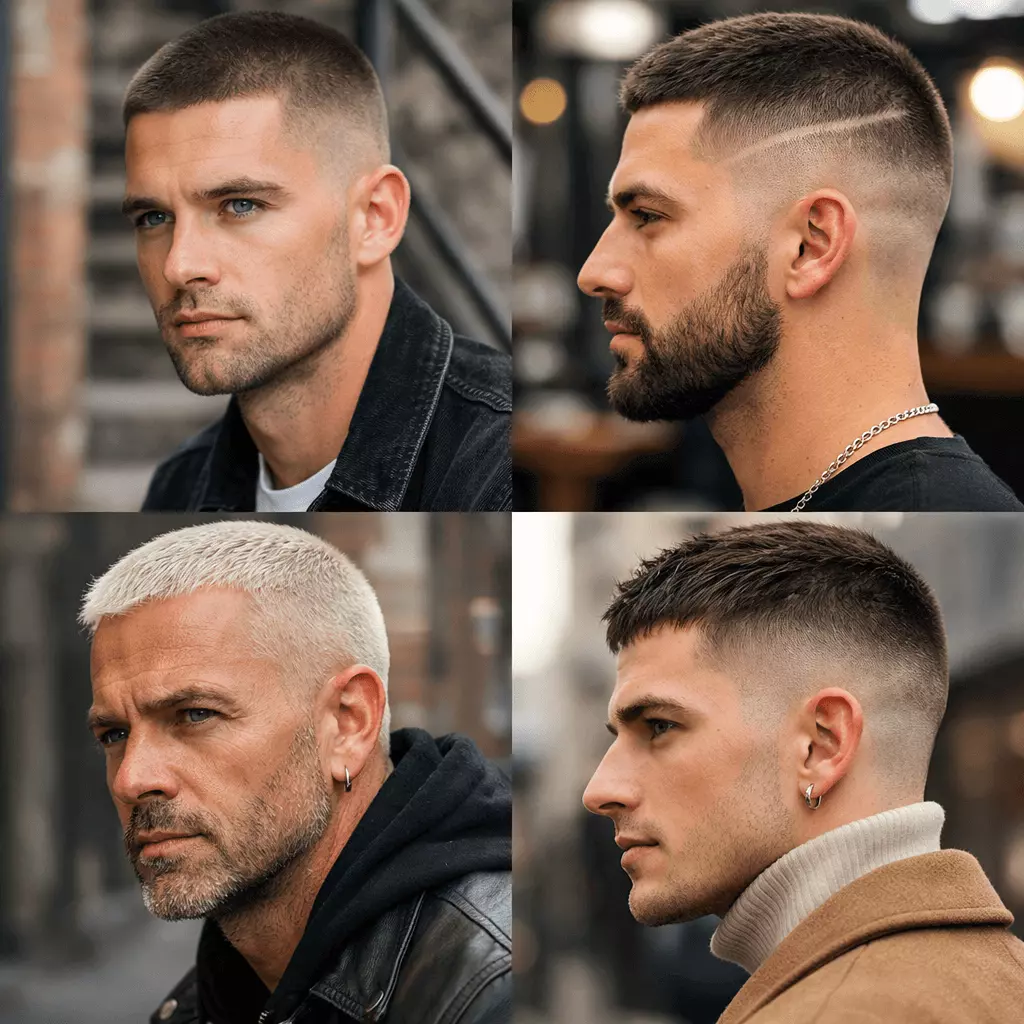 Montage of popular buzz cut style variations