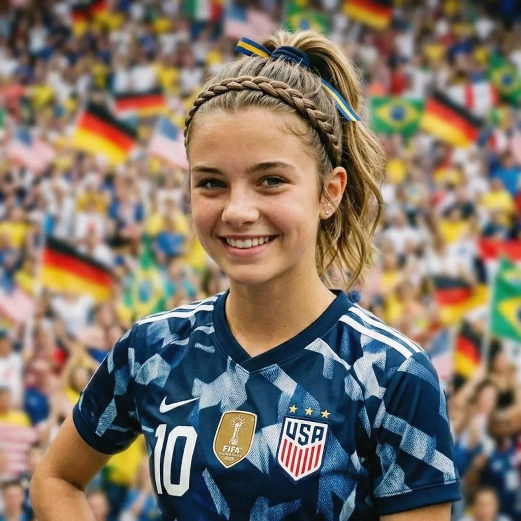 Braided headband with ponytail cute soccer hairstyle for girls
