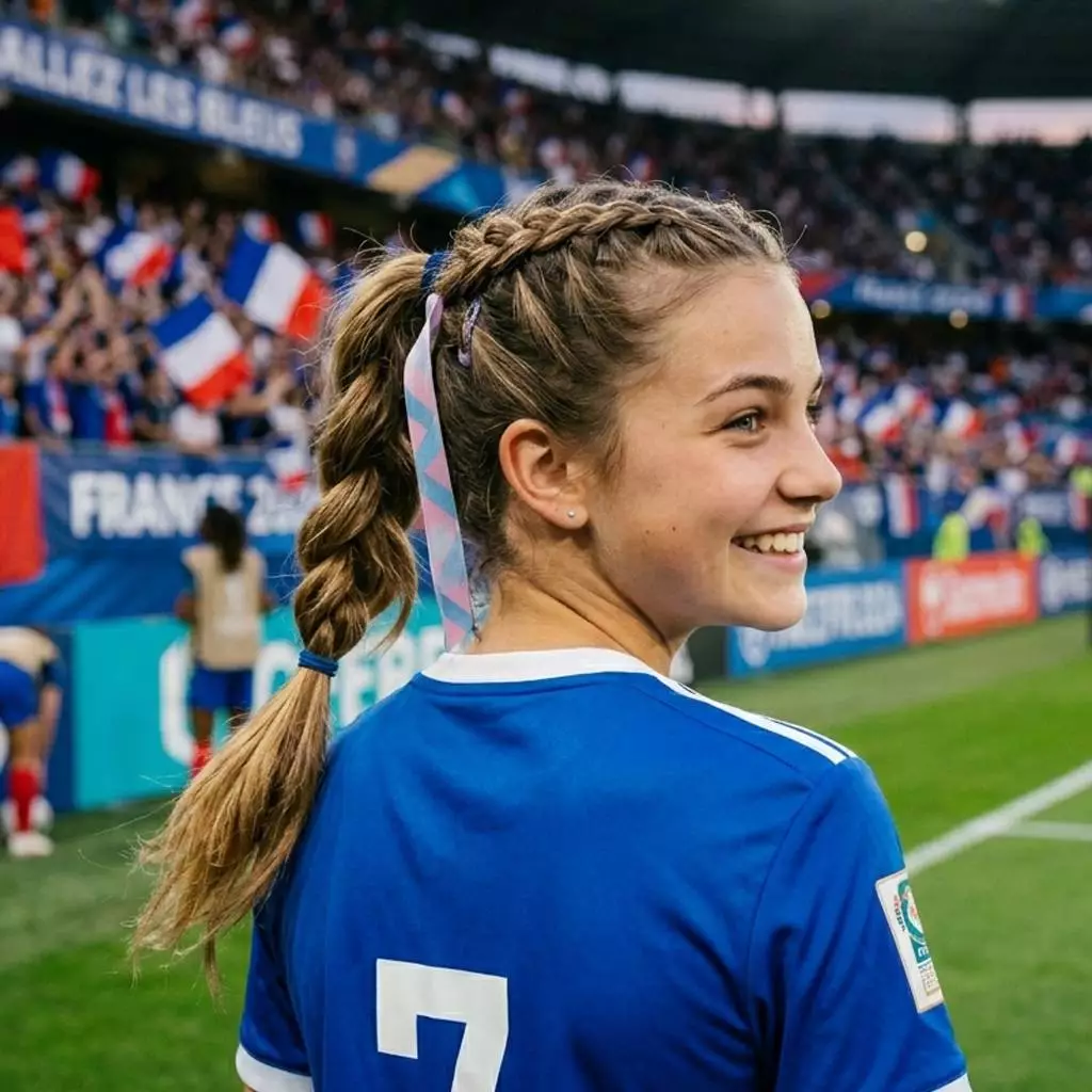 French braid ponytail cute soccer hairstyle for girls