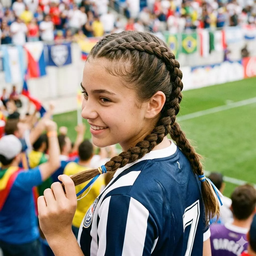Pigtail braids cute soccer hairstyle for youth soccer girls