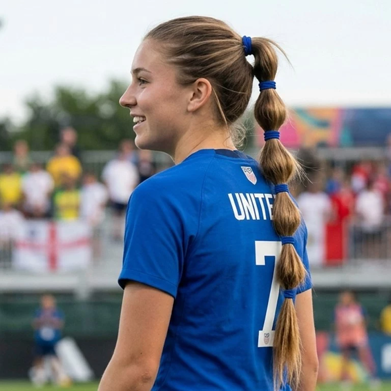 Bubble ponytail quick soccer hairstyle for long hair