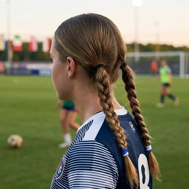 Pigtail braids easy soccer hairstyle for girls