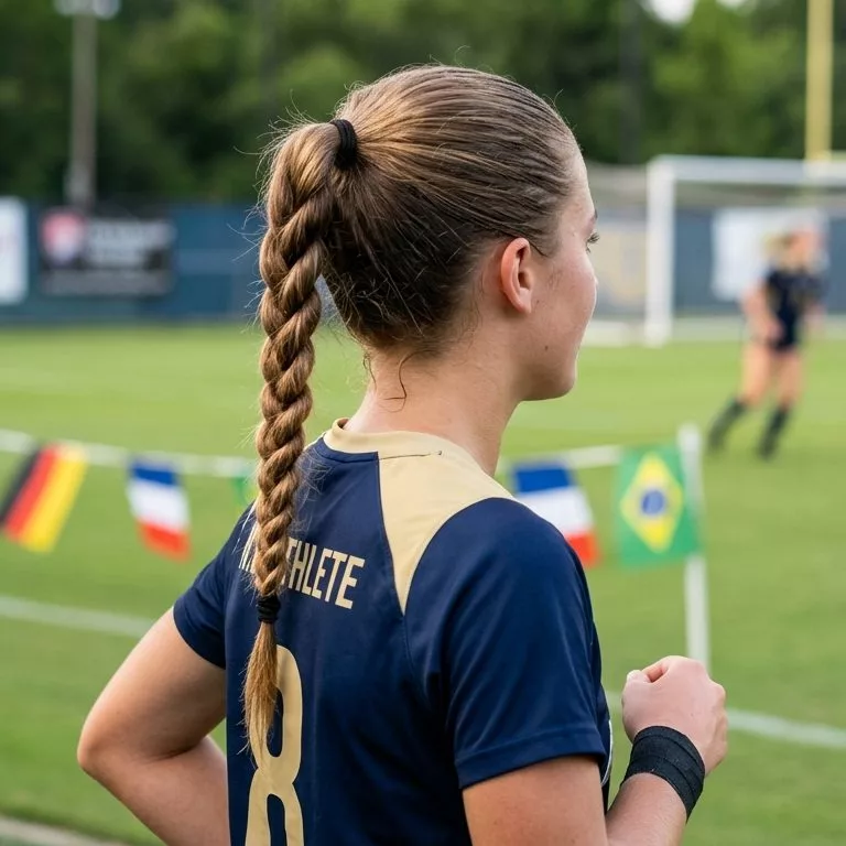 Rope braid ponytail quick soccer hairstyle