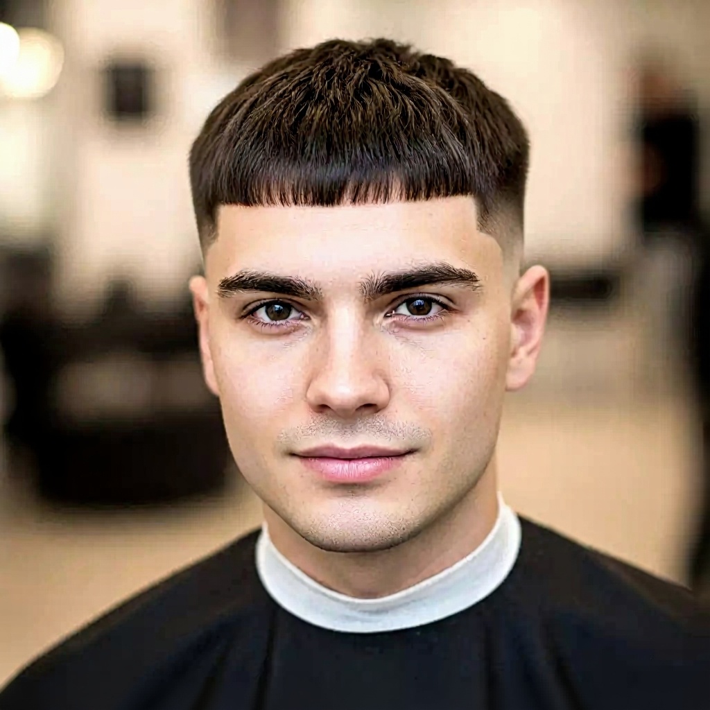 French Crop fade dla kwadratowej twarzy