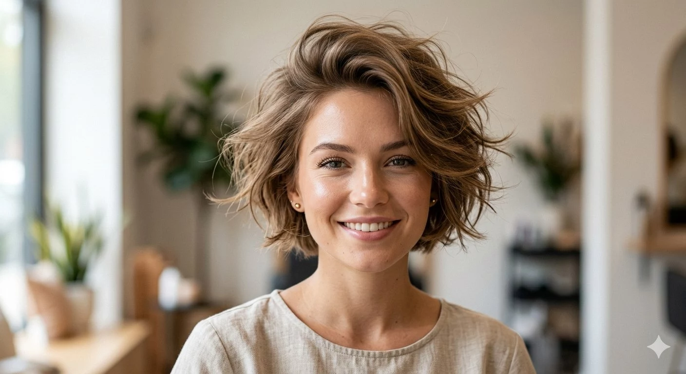 Short fluffy hair with volume and texture