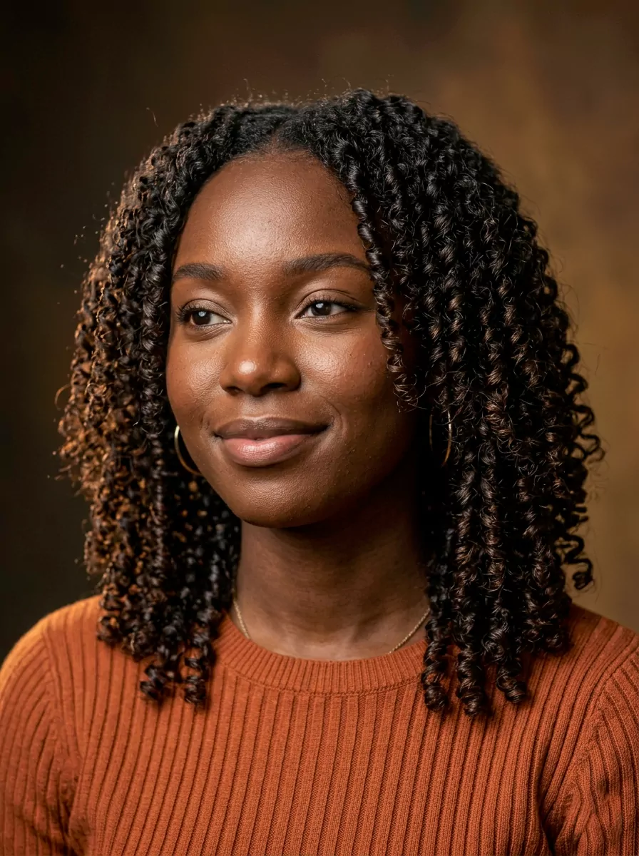 Defined finger coils natural hairstyle black women
