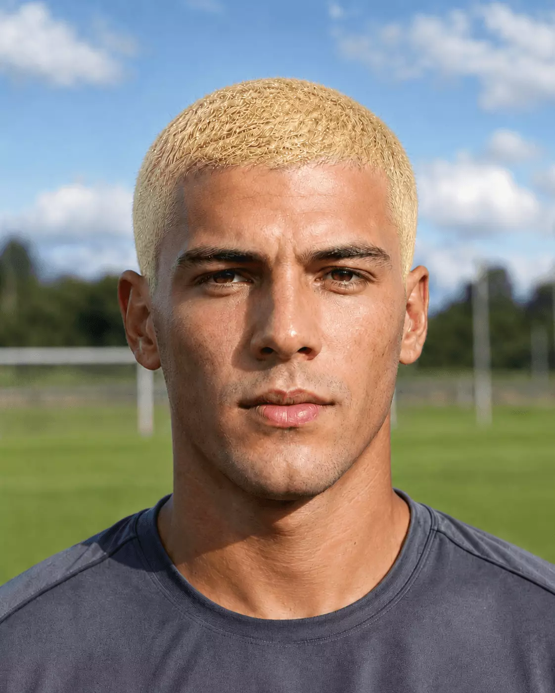 Soccer buzz cut with even short length and a clean athletic finish