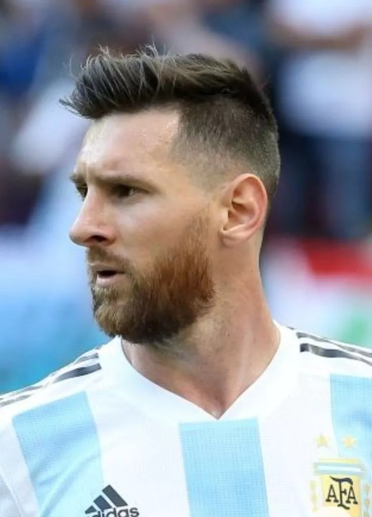 Lionel Messi spiky crew cut soccer player haircut