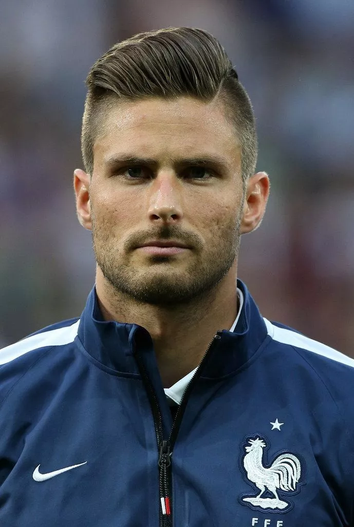 Olivier Giroud classic side part footballer haircut