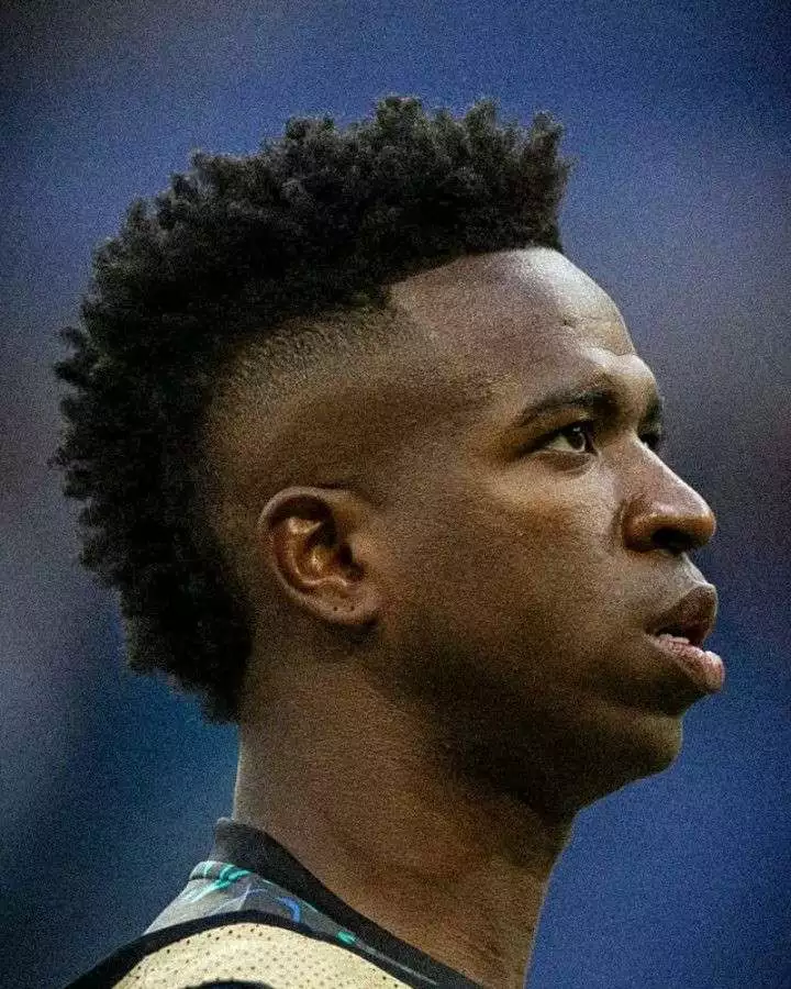 Vinicius Junior short curls with fade soccer player haircut