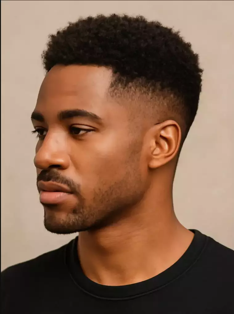 Man with curly warrior cut hairstyle