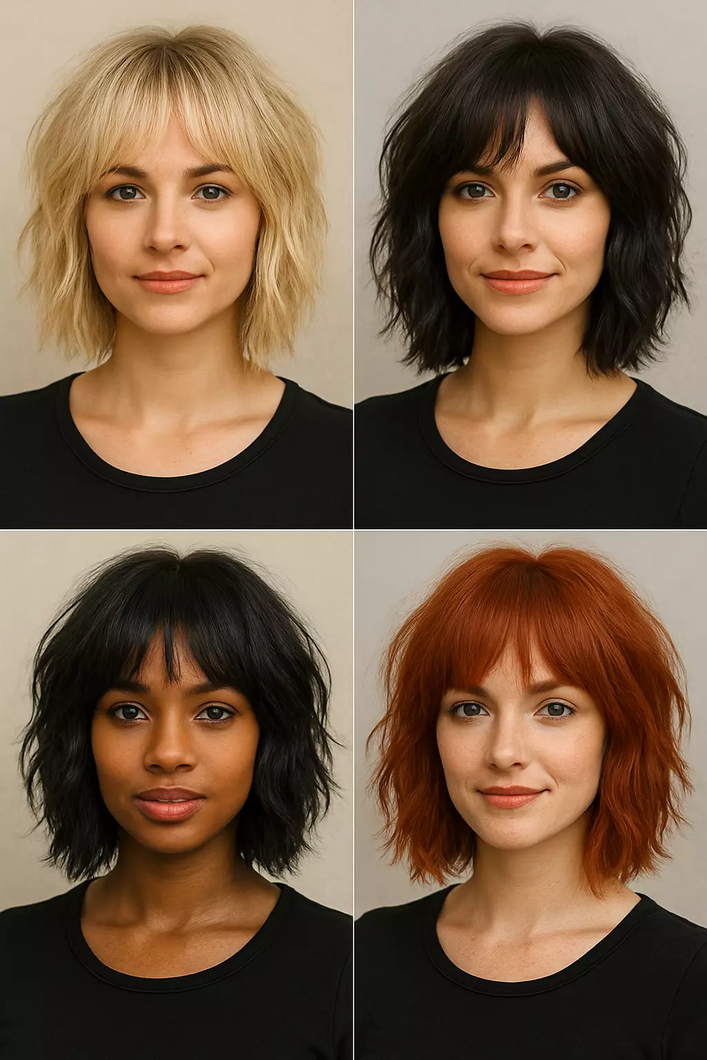 Woman with wolf cut bob shag hairstyle