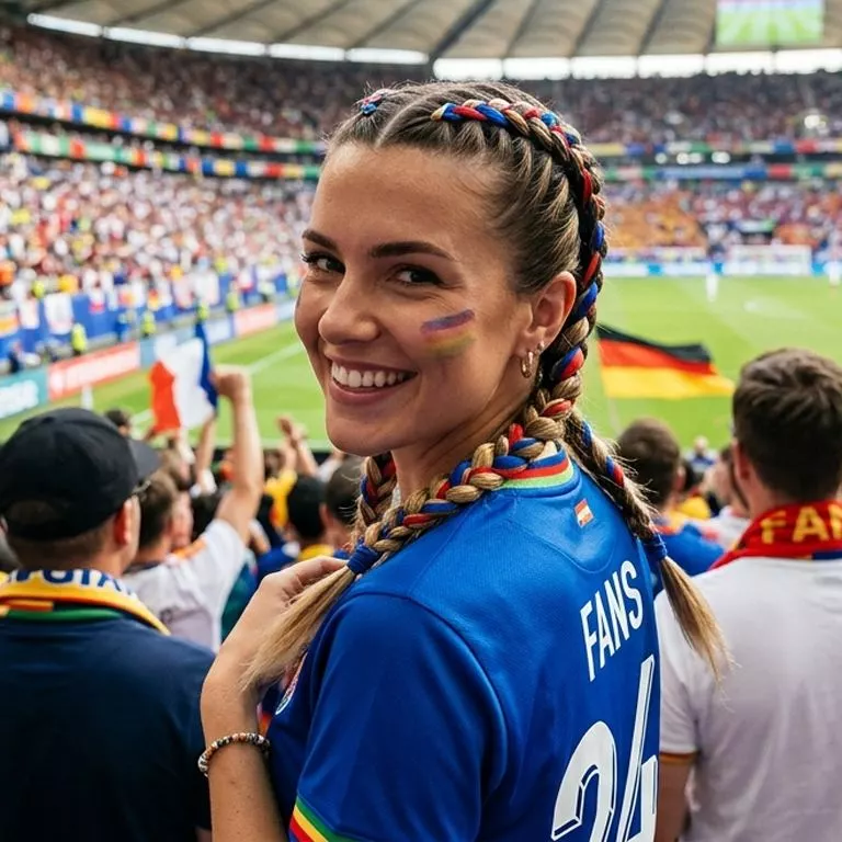 Double Dutch braids with team color details for World Cup stadium day