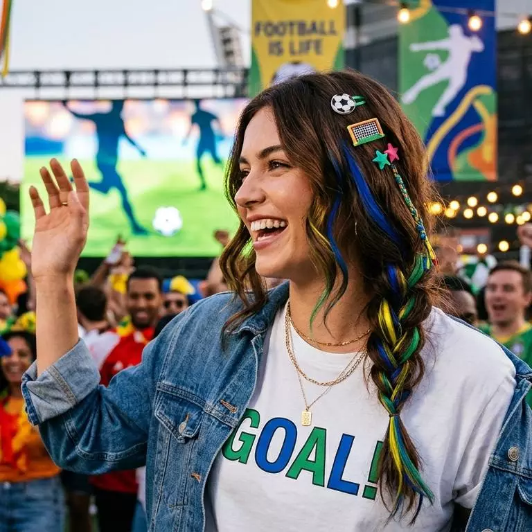 Temporary color and flag-inspired World Cup hair accents for fans