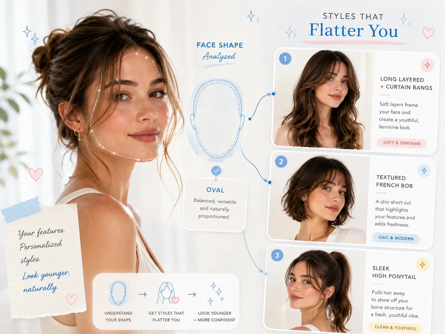 Facial Analysis and AI Hairstyle Changer to help you look younger after age test