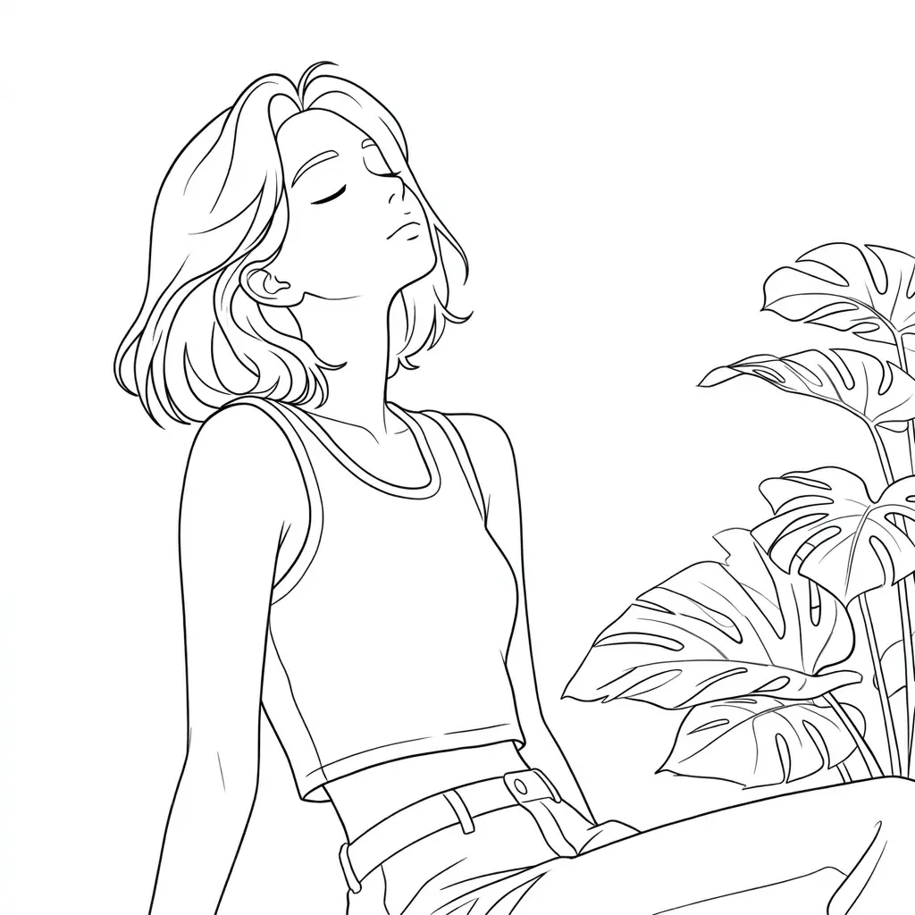 Simple photo to coloring page style