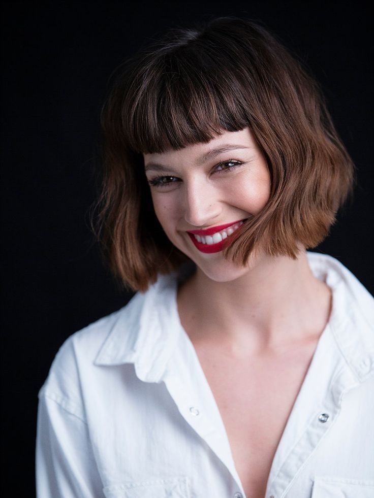 Butterfly cut with baby bangs