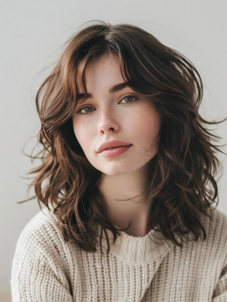 Shaggy butterfly cut with curls