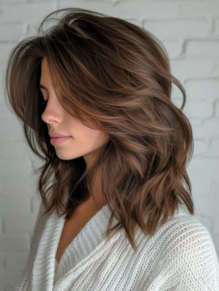 Shoulder-length butterfly cut with flowing layers