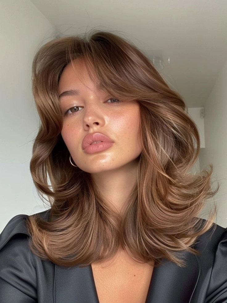 Chin-length butterfly cut with soft layers