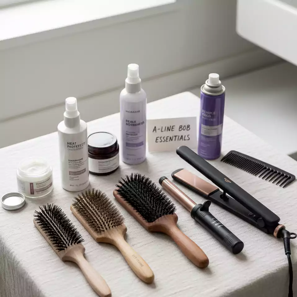 Recommended tools and products for styling an A-Line bob