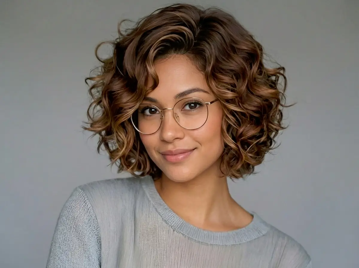 Curly A-Line bob showcasing natural volume