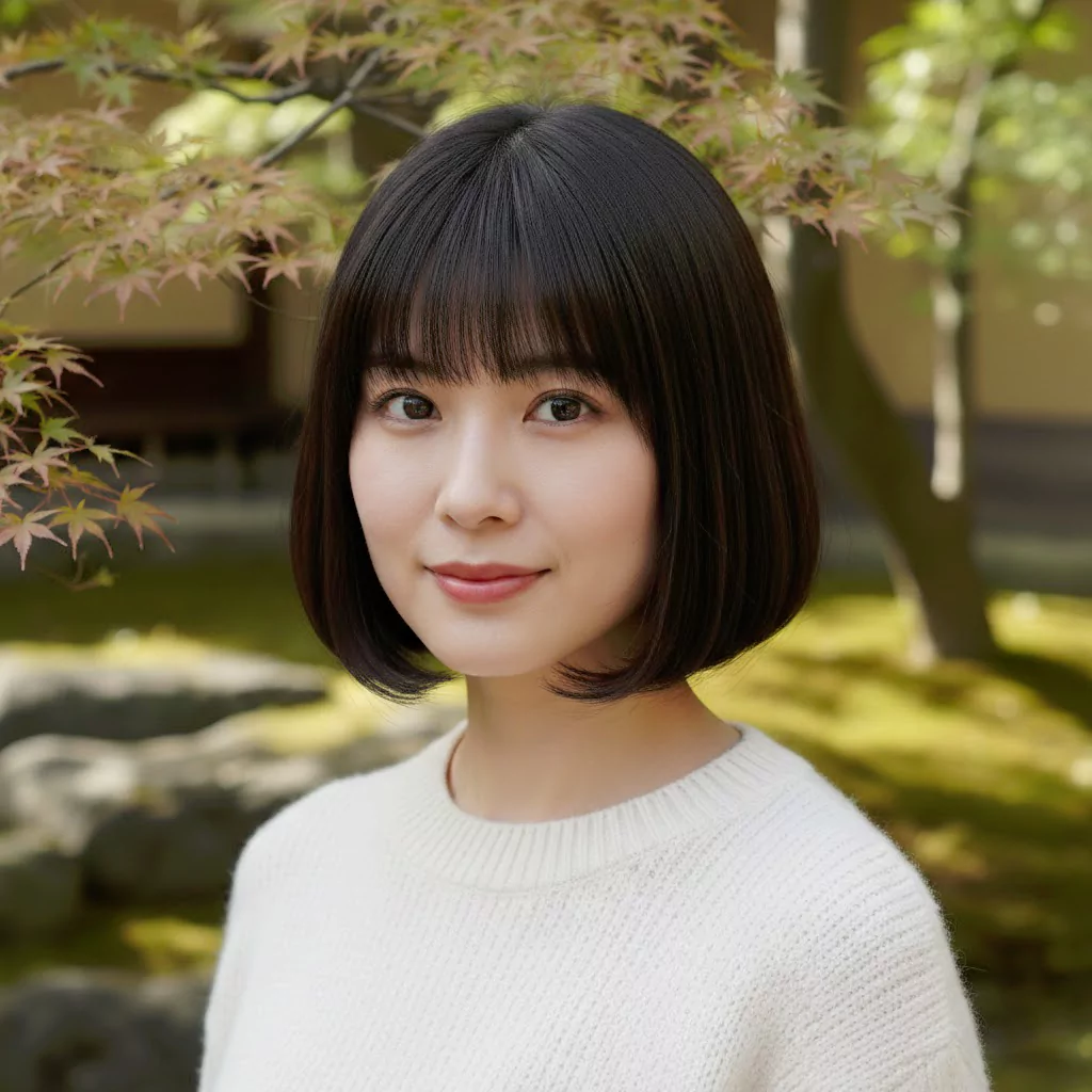 Classic jaw-length japanese bob haircut — placeholder