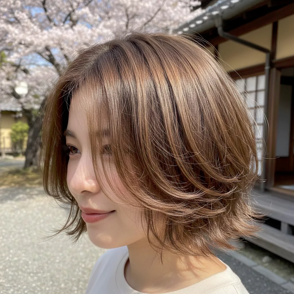 Textured japanese bob haircut — placeholder