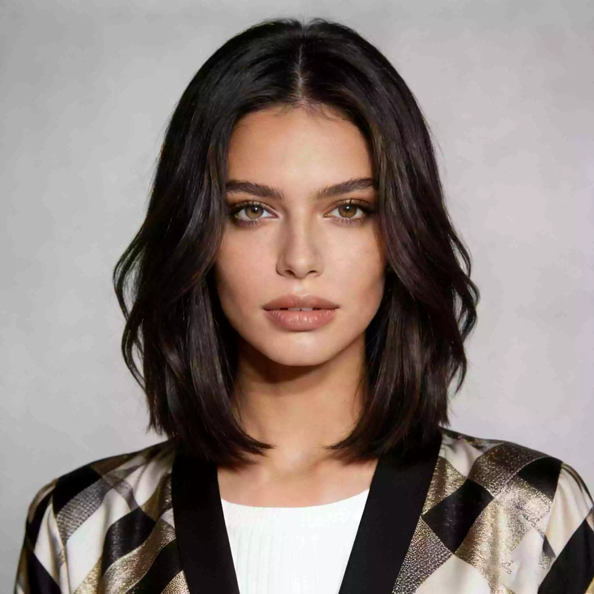 Long bob layered haircut, collarbone length, soft waves and face framing — 2026