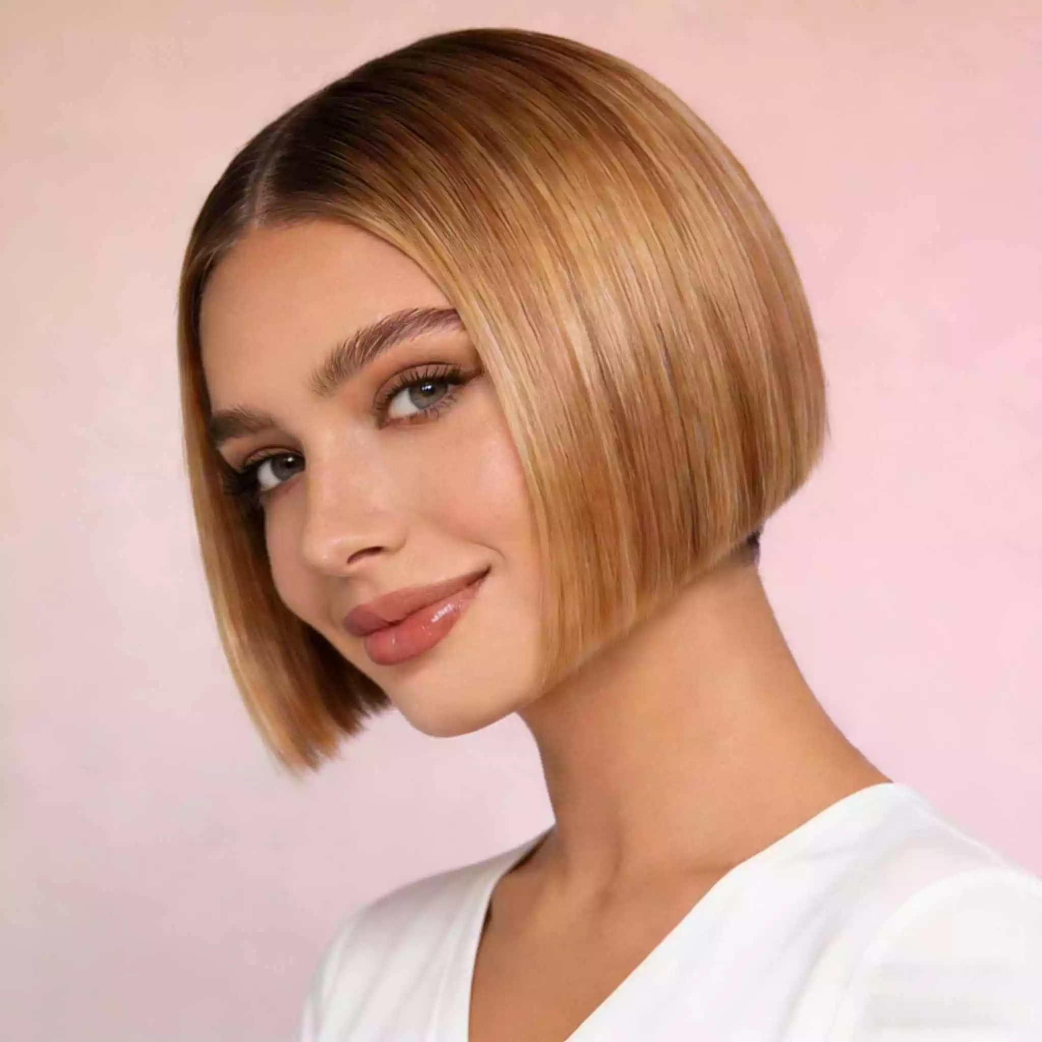 alt=Razor-sharp blunt micro bob haircut with clean, graphic edges Razor-sharp blunt micro bob haircut with clean, graphic edges