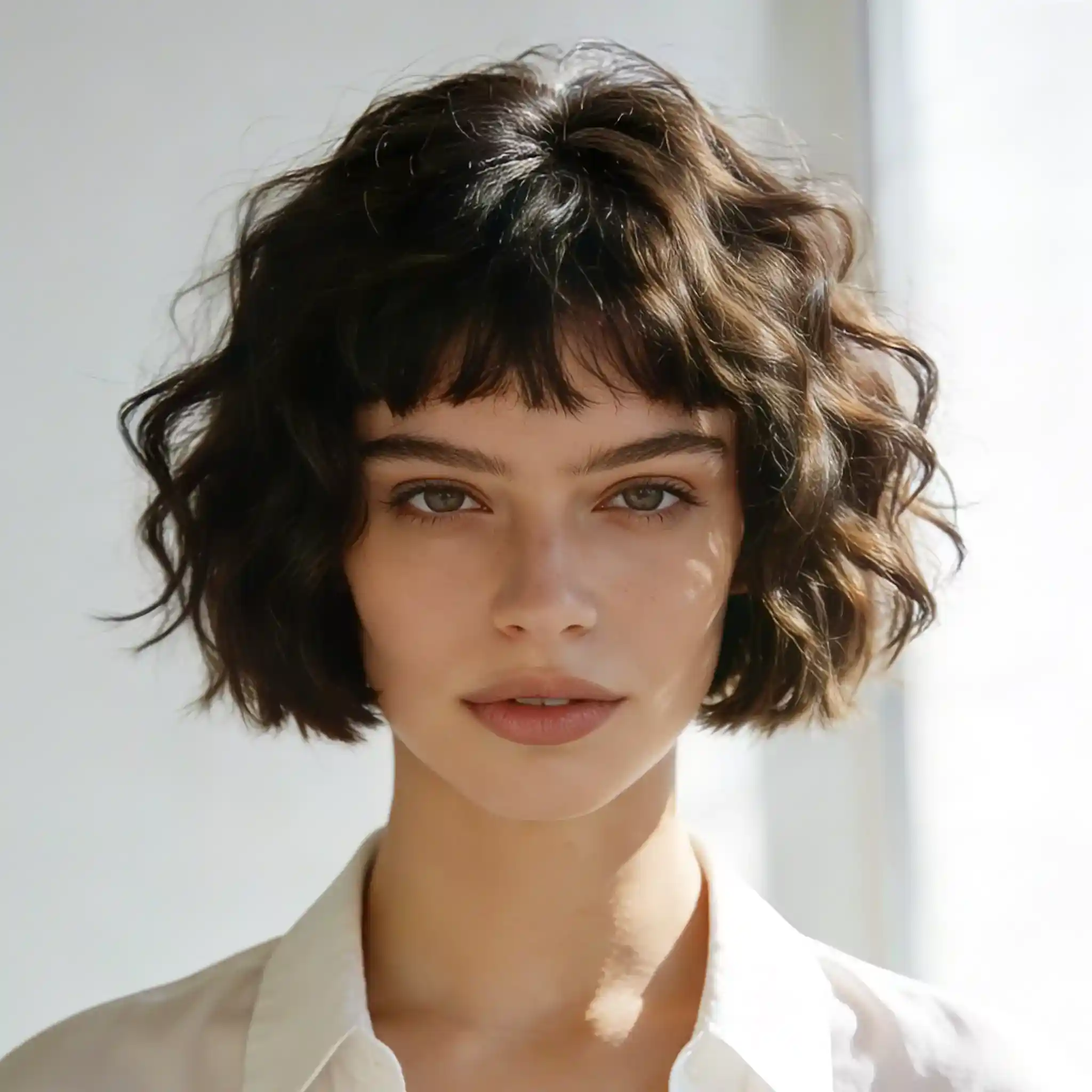 alt=Wavy micro bob haircut with natural movement and relaxed texture Wavy micro bob haircut with natural movement and relaxed texture