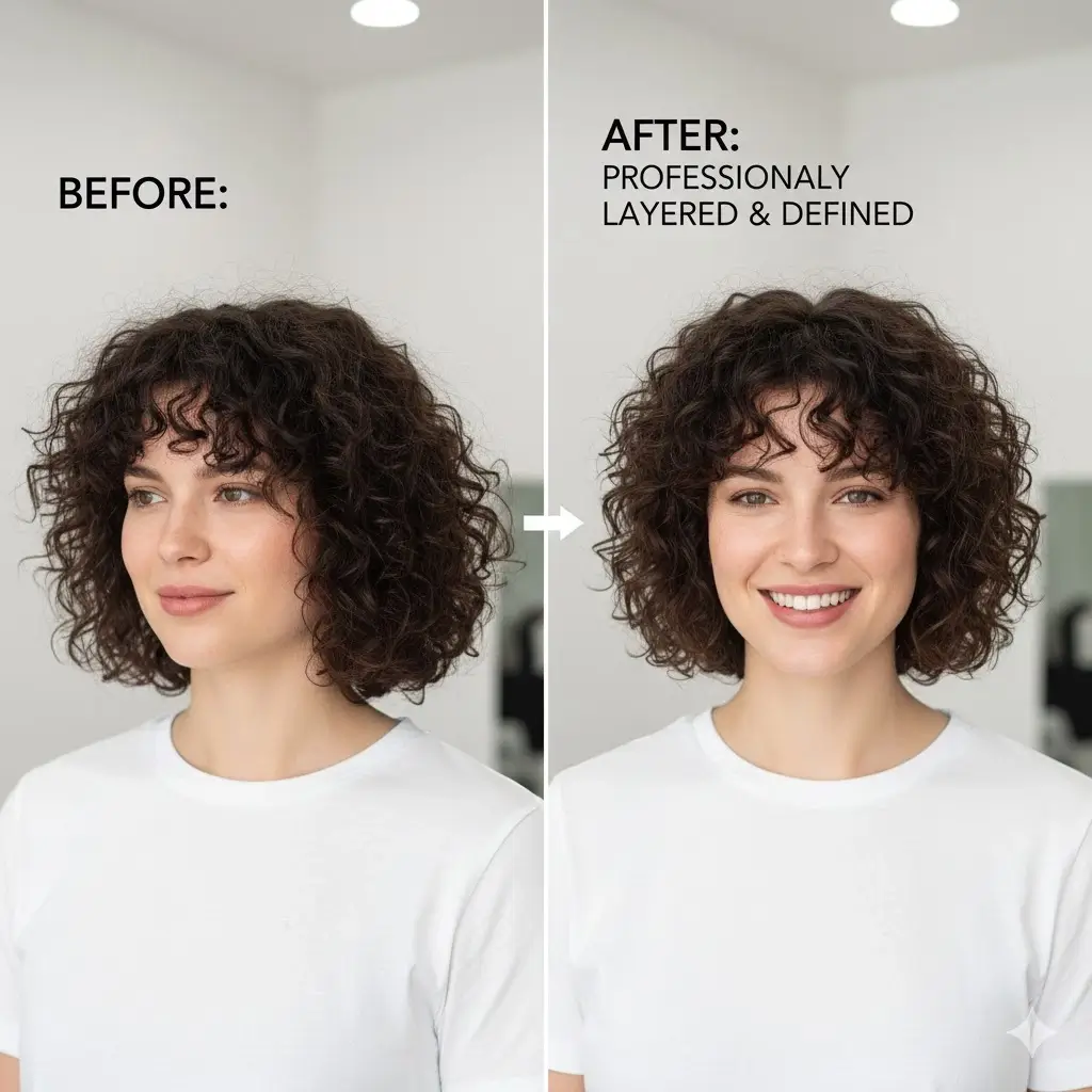 Bulky curly bob vs. shaped layered curly bob