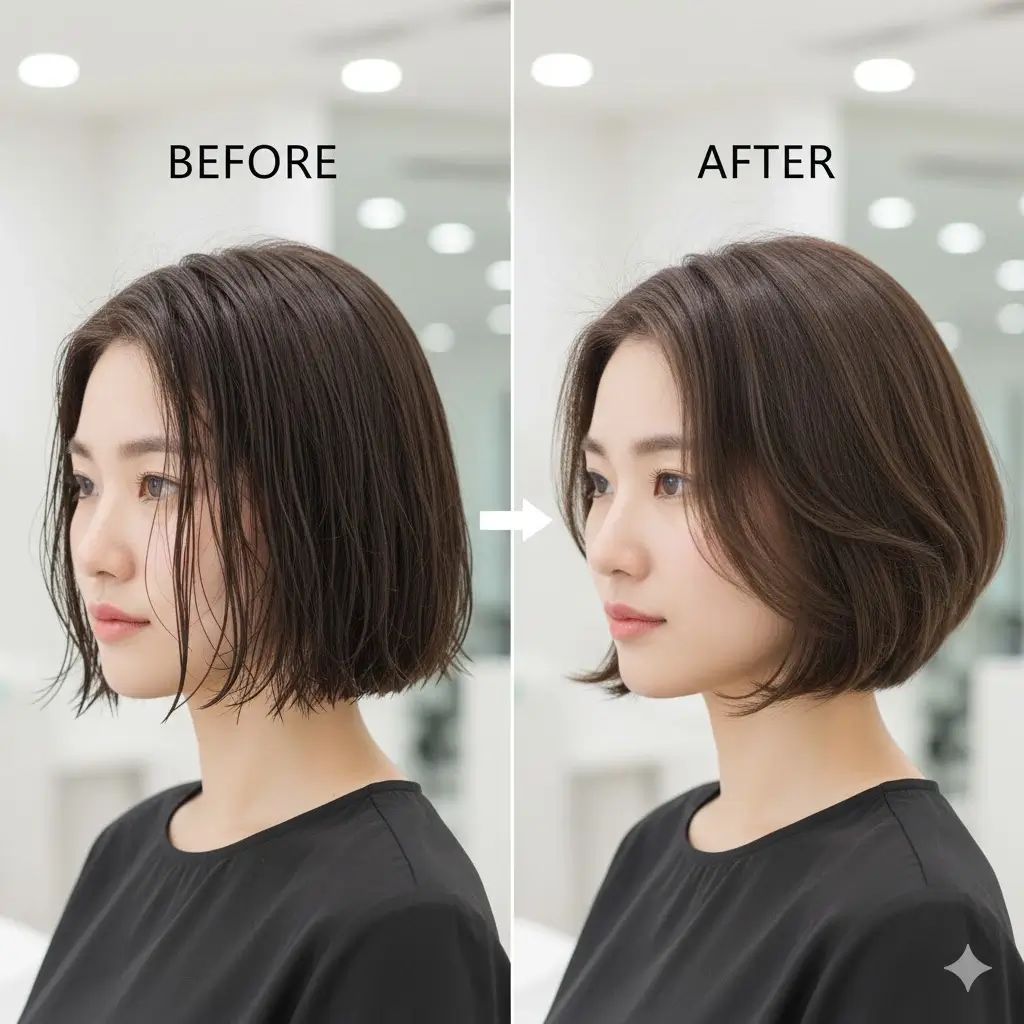 Greasy weighed-down bob vs. light voluminous style