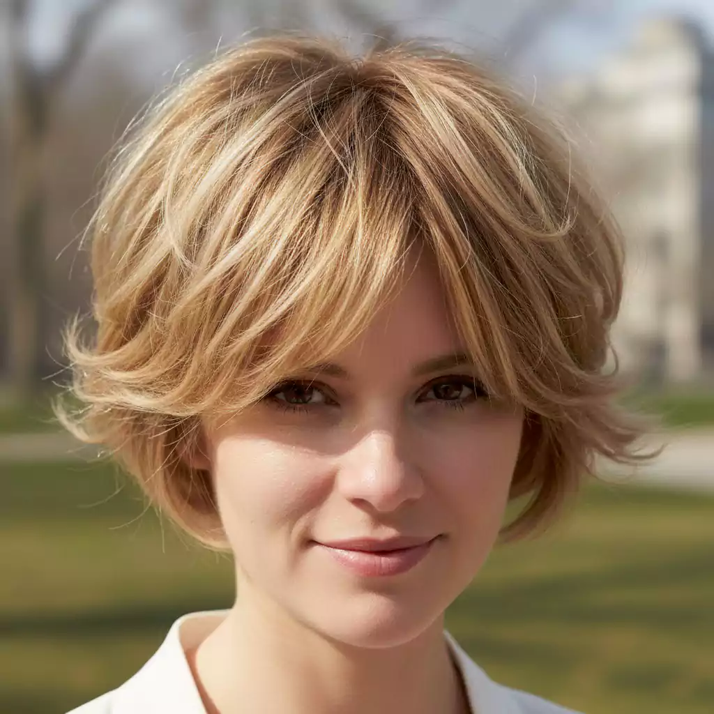 Layered pixie bob for very thick hair with lightweight texture