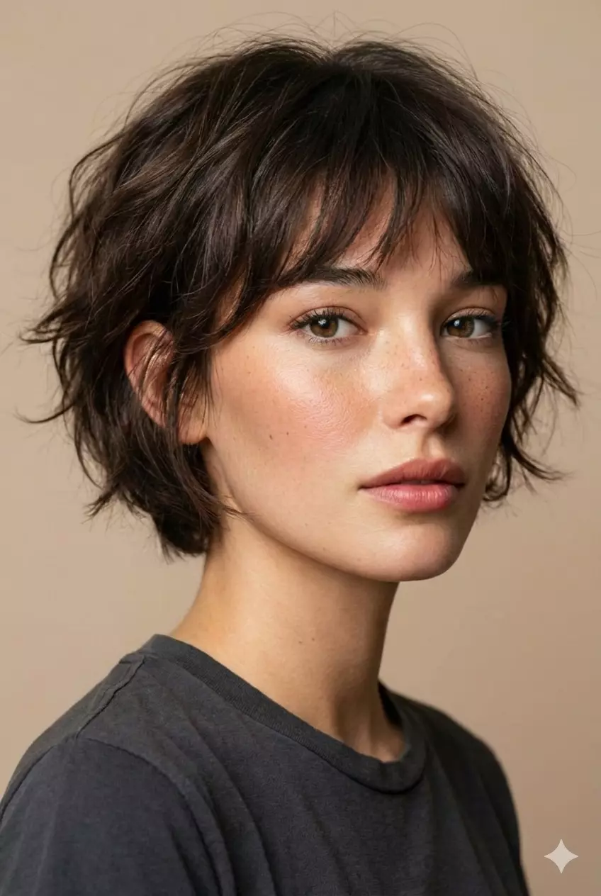Trending 2026 bixie short bob haircut with textured layers and airy movement