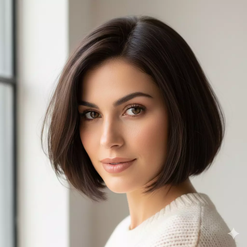 Modern chin-length sleek short bob haircut with soft texture, trending hero image for 2026 short bob hairstyles guide