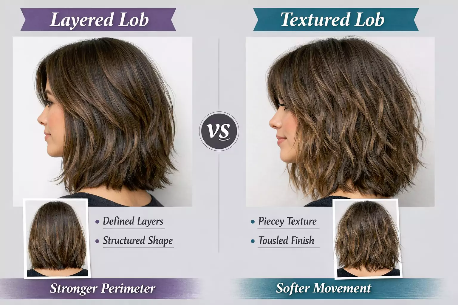 Layered lob vs textured lob comparison